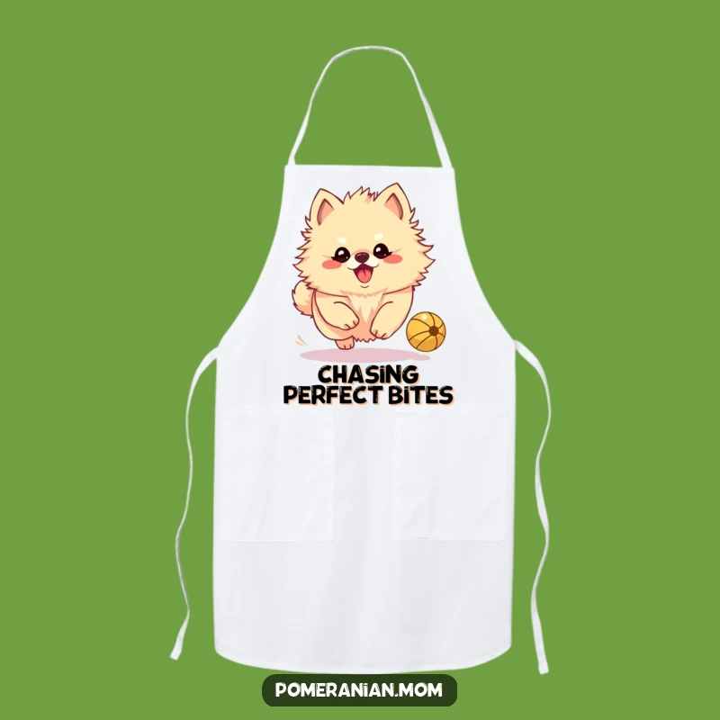 Funny Kawaii Pomeranian Chase Apron - Chef's Gift for Playful Cooks