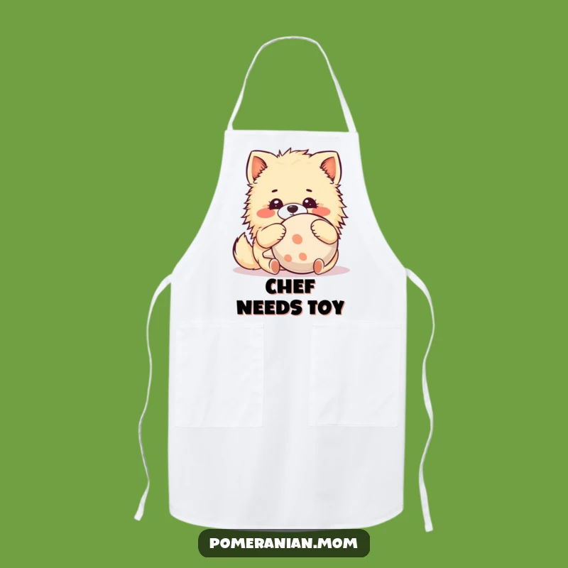 Funny Kawaii Pomeranian Apron: Cute Dog Hugging Toy for Joyful Kitchen Gift