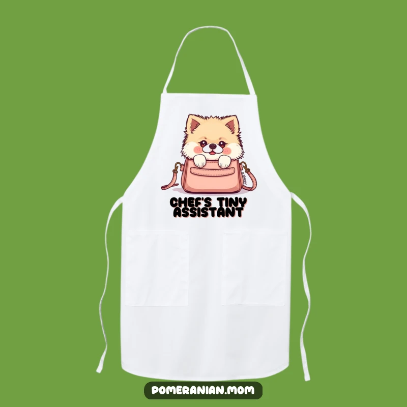 Chef's Delight Funny Kawaii Pomeranian Purse Peek Apron - Cute Kitchen Gift