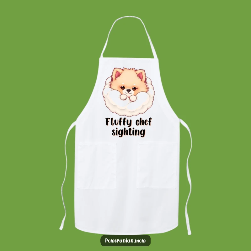 Funny Fluffy Pomeranian Cloud Apron: Kitchen Fun with Fur