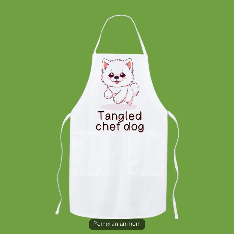 Funny Fluffy Dog Tail Chase Apron, Cheerful Silly Kitchen Gift