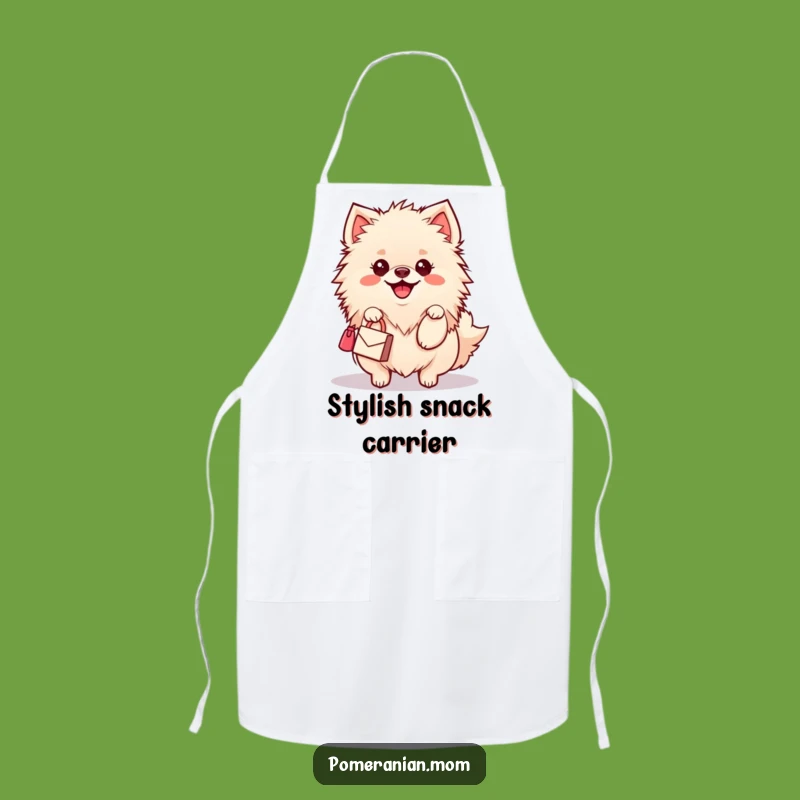 Funny Kawaii Pomeranian Apron: Stylish Dog Wiggle Handbag for Chic Kitchen Gift
