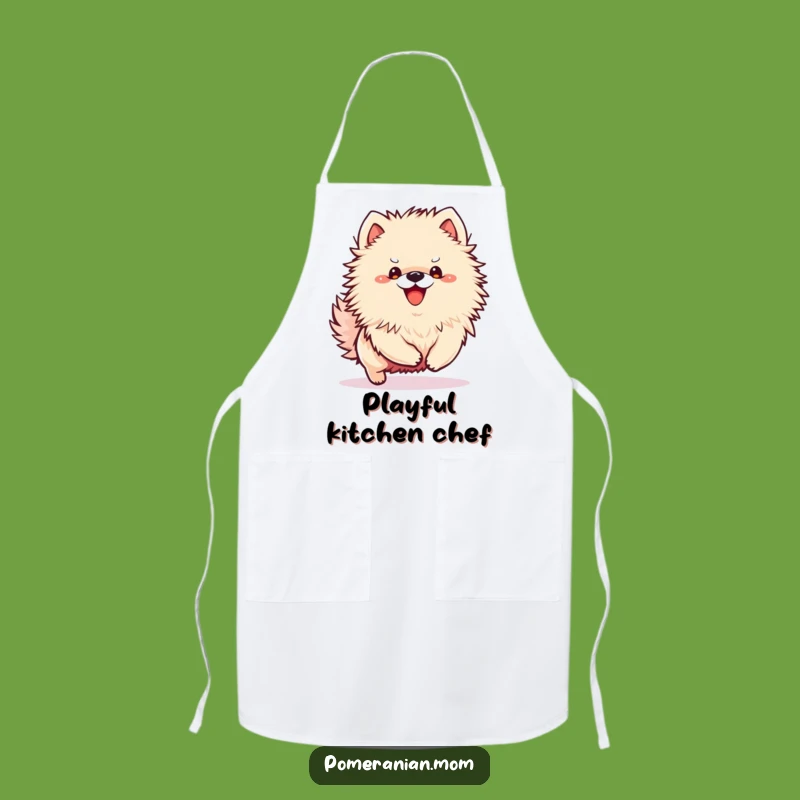Funny Kawaii Pomeranian Bounce Apron - Playful Kitchen Fun Gift