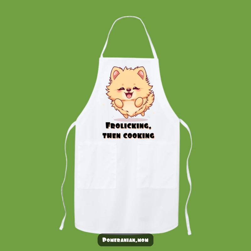 Funny Kawaii Pomeranian Frolic Apron: Chef-Worthy & Hilarious Kitchen Wear