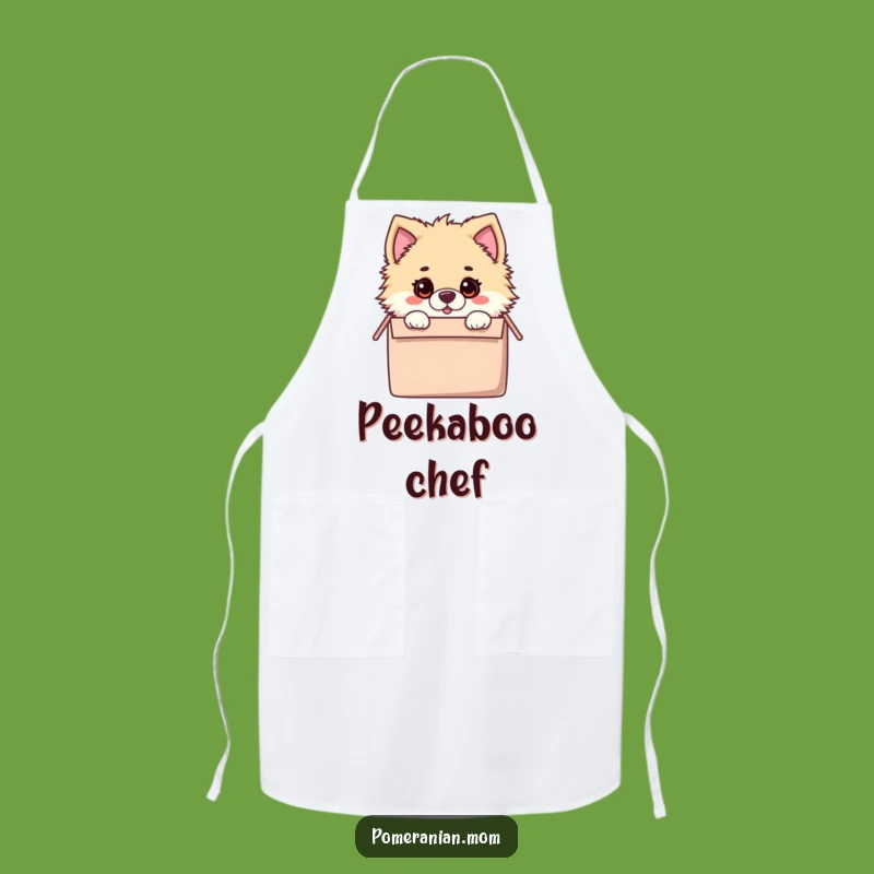 Funny Kawaii Pomeranian Toy Box Apron: Chef's Hilarious Surprise Dog Gift