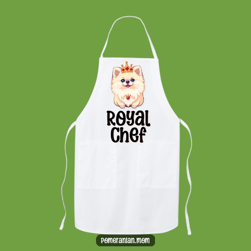 Funny Royal Pomeranian Crown Apron: Command Your Kitchen with Regal Style