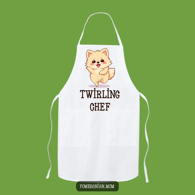 Funny Pomeranian Apron: Joyous Twirling Kitchen Gift