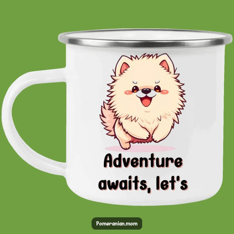 Durable Funny Kawaii Pomeranian Bounce Camping Mug - Playtime Adventure Gift