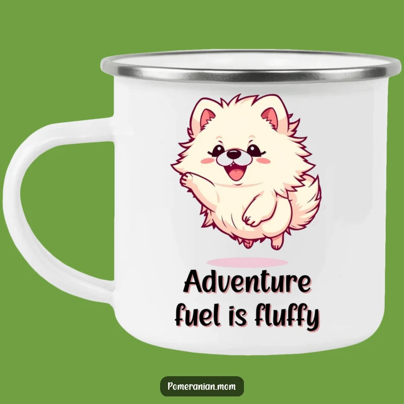 Durable Funny Kawaii Pomeranian Leaping Camping Mug - Adventure Gift
