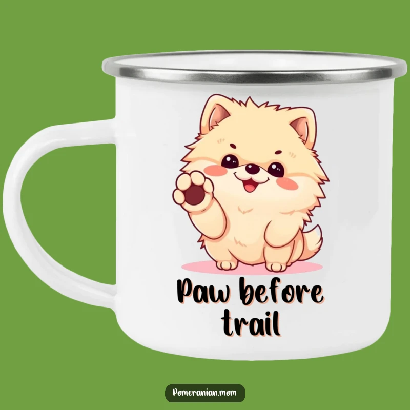 Funny Kawaii Pomeranian Camping Mug - Outdoor Handshake Cup