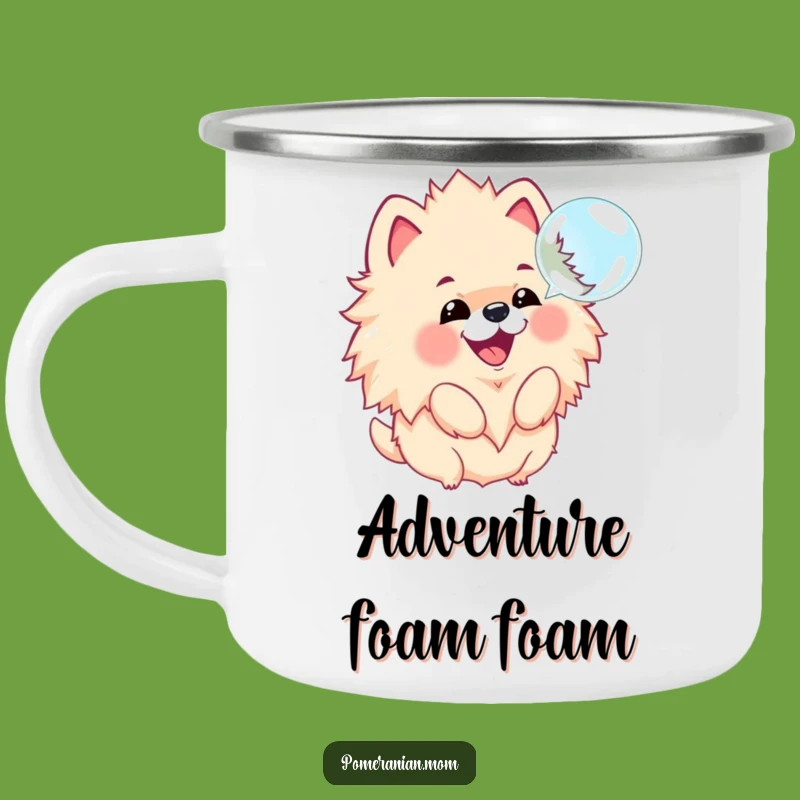 Funny Kawaii Pomeranian Camping Mug: Rugged and Hilarious Dog Gift for Outdoor Adventures