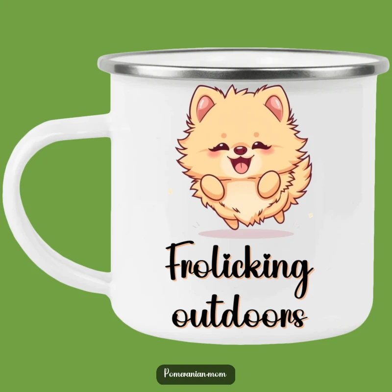 Funny Kawaii Pomeranian Frolic Camping Mug: Outdoor Fun & Hilarious Style