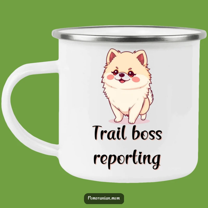 Funny Kawaii Pomeranian Strut Camping Mug - Outdoor Confidence Fun