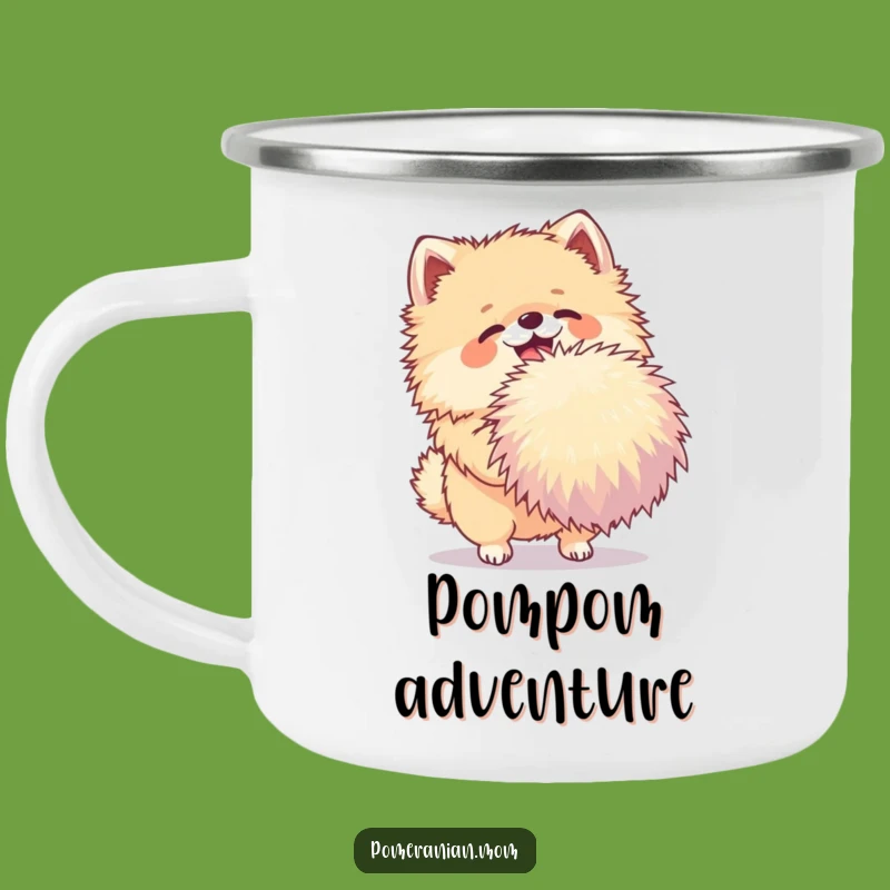 Funny Pomeranian Camping Mug: Joyful Pom-Pom Shaker, Outdoor Fun