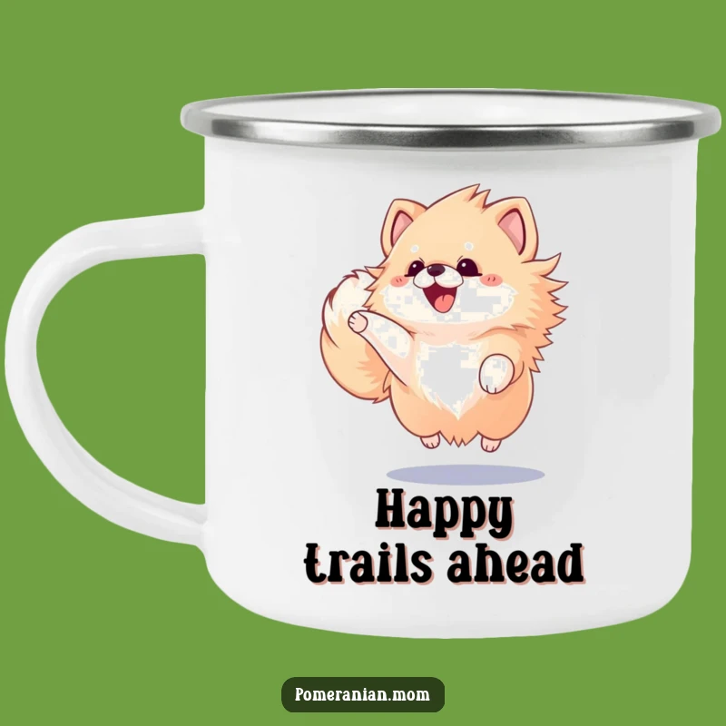Durable Funny Kawaii Pomeranian Camping Mug - Outdoor Gift for Pet Lovers