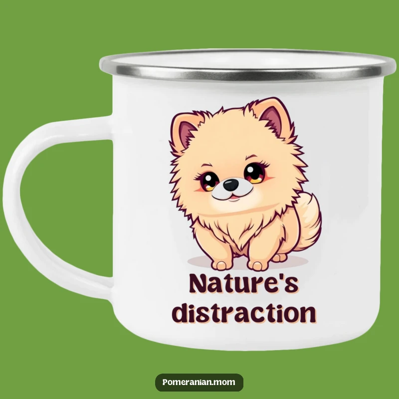 Funny Kawaii Pomeranian Camping Mug: Cute Dog Watching Tail for Outdoor Humor Gift