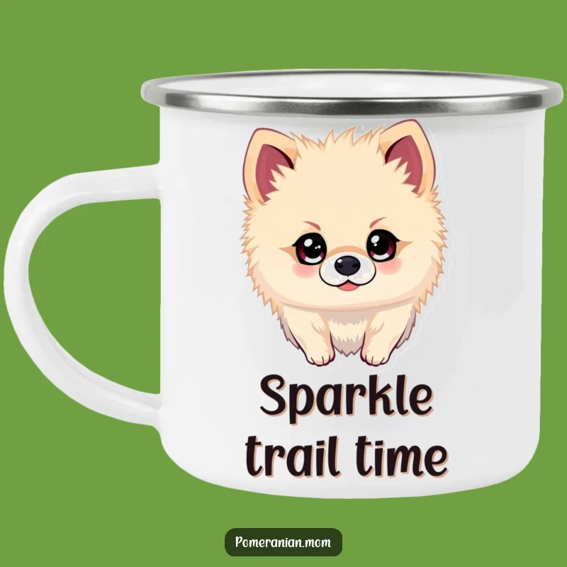 Funny Kawaii Pomeranian Camping Mug - Outdoor Adventure Sparkle Cup
