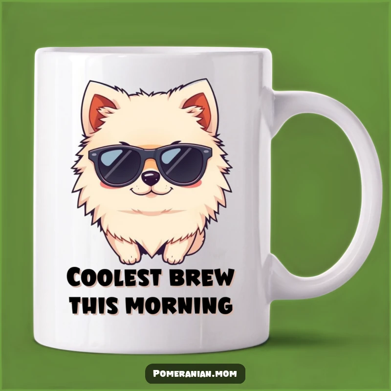 Funny Cool Pomeranian Sunglasses Mug: Kawaii Wink Dog Gift