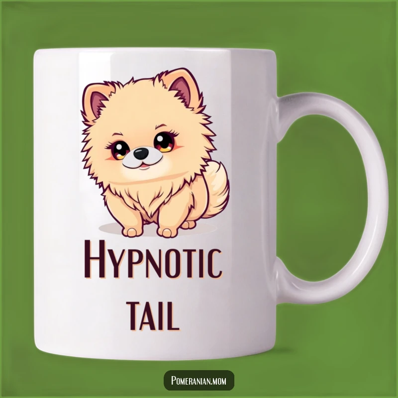 Funny Kawaii Pomeranian Mug: Cute Dog Watching Tail for Amused Pet Owners Gift