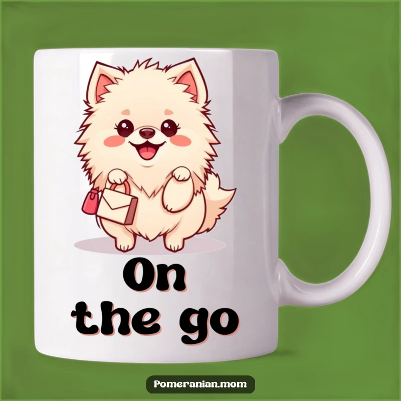 Funny Kawaii Pomeranian Mug: Stylish Dog Wiggle with Handbag for Fashion Gift