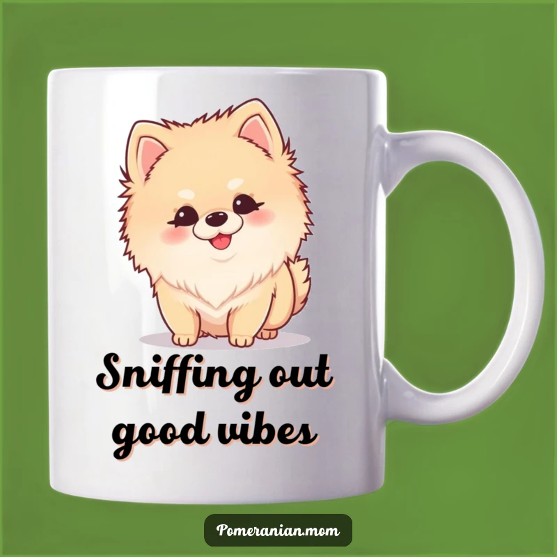 Funny Kawaii Pomeranian Sniffing Mug - Curious Pup Gift for Dog Lovers