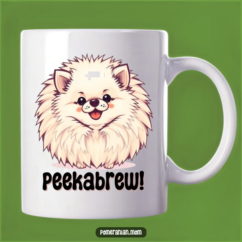 Funny Pomeranian Mug: Peek-a-boo Pompom Dog Gift