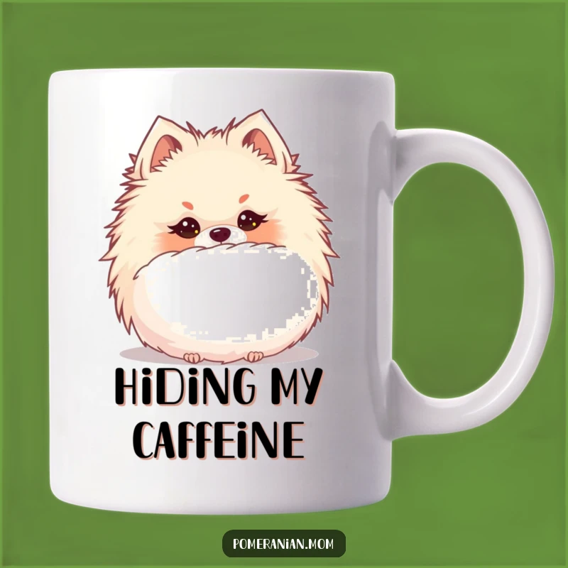 Funny Kawaii Pomeranian Hide Mug - Whimsical Gift for Dog Lovers