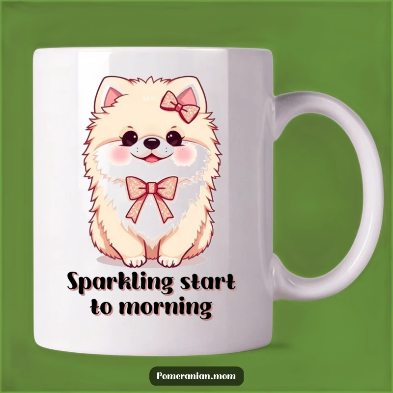 Funny Kawaii Pomeranian Ribbon Mug: Adorable & Hilarious Gift for Dog Lovers