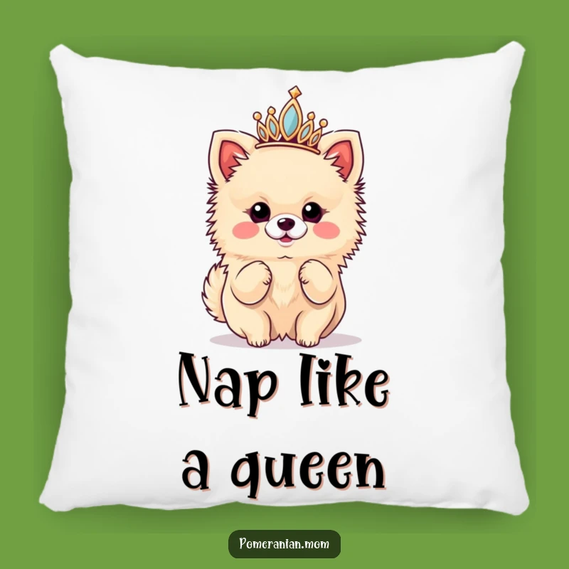 Funny Kawaii Pomeranian Diva Pillow: Soft and Hilarious Crowned Cushion