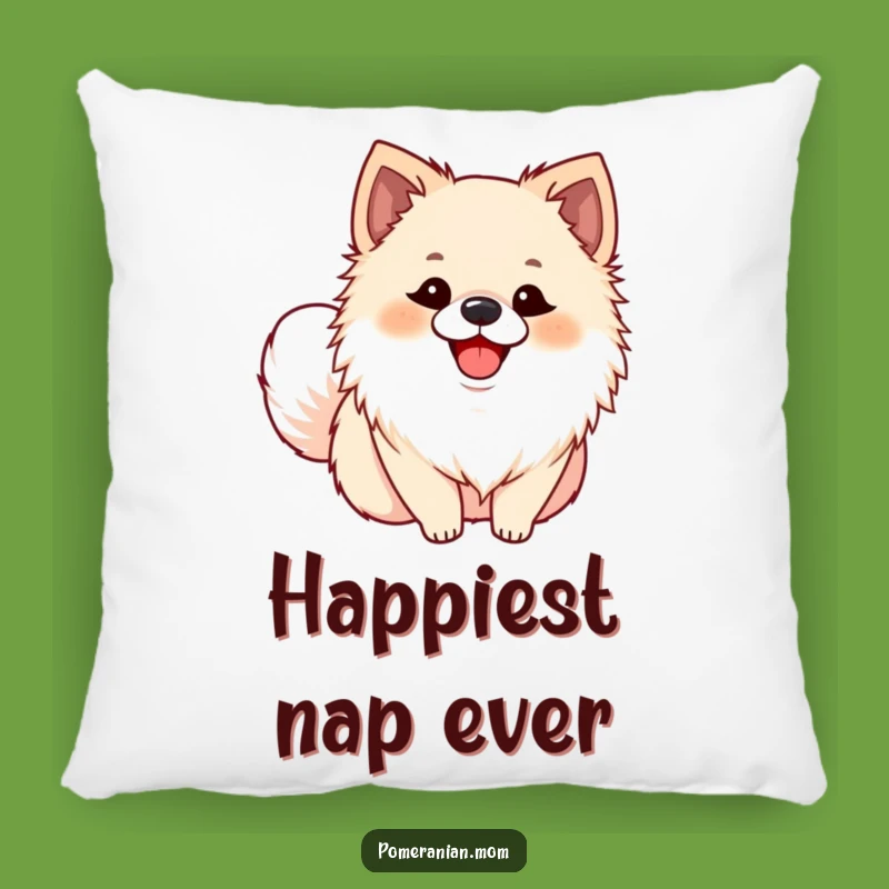 Cute Funny Pomeranian Pillow: Ecstatic Smile Pup, Comfy & Hilarious Accent
