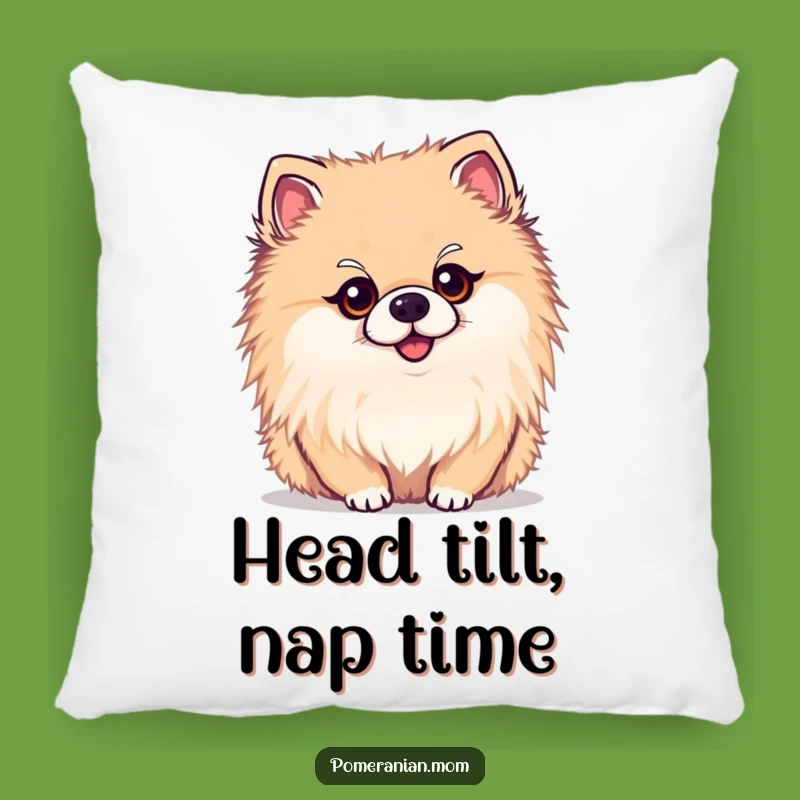 Funny Curious Kawaii Pomeranian Pillow: Cozy Comfort with a Puzzled Expression