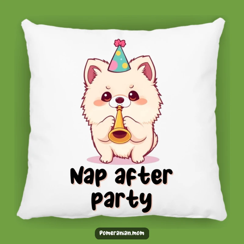 Funny Kawaii Pomeranian Pillow: Party Dog Trumpet for Cozy Celebration Gift