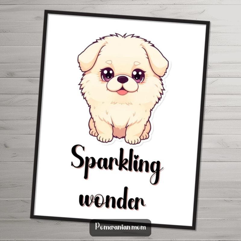 Funny dog digital art print of a fluffy dog with big, sparkling eyes, ideal for instant, charming wall decor.