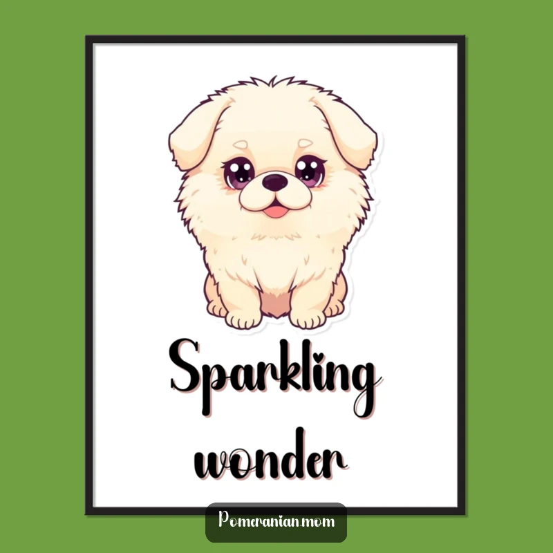 Funny Dog Digital Art: Fluffy Pooch, Sparkle Eyes Print Download