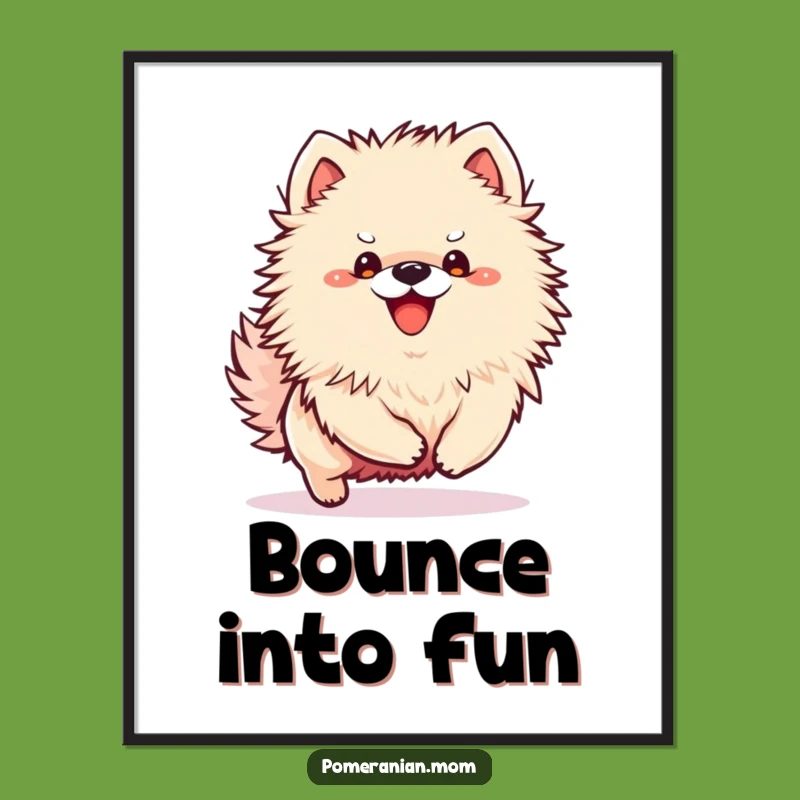 Funny Kawaii Pomeranian Bounce Digital Print - Instant Playful Decor