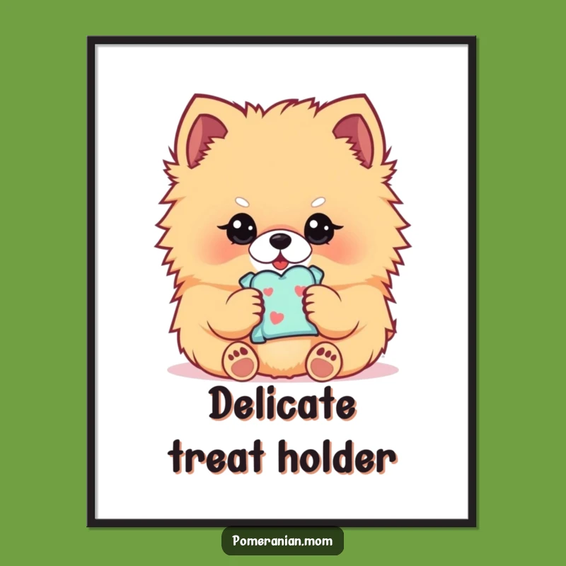 Funny Kawaii Pomeranian Digital Art: Treat Moment Download, Perfect Humorous Wall Art Gift