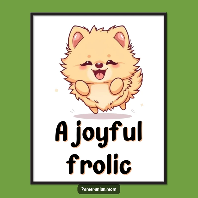 Funny Kawaii Pomeranian Frolic Digital Art: Instant Hilarious Decor for Dog Lovers