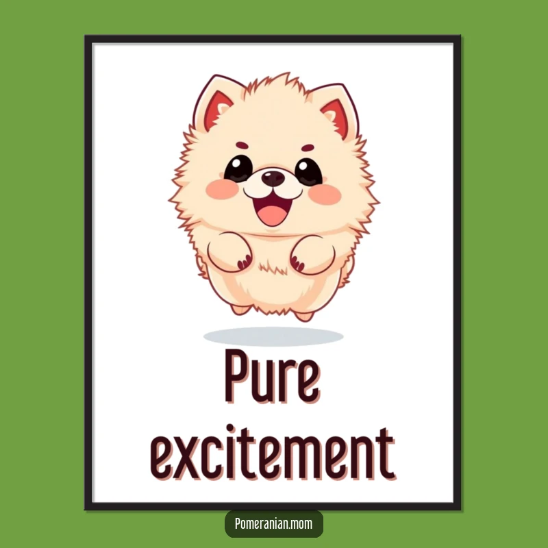 Funny Kawaii Pomeranian Jump Digital Print - Instant Energetic Decor