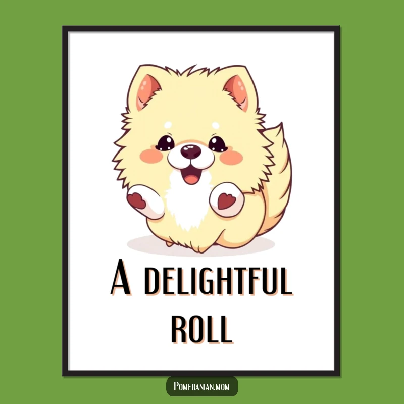Funny Kawaii Pomeranian Roll Digital Art: Instant Hilarious Decor for Dog Lovers
