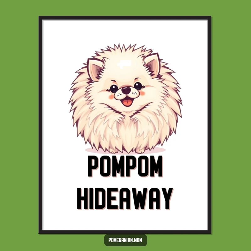 Funny Pomeranian Digital Art: Pompom Peek-a-boo Art Gift