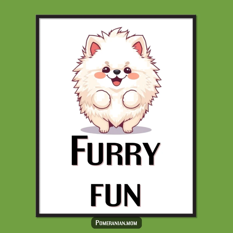 Funny Pomeranian Fur Shake Digital Art: Fluffy Dog Wall Decor Gift