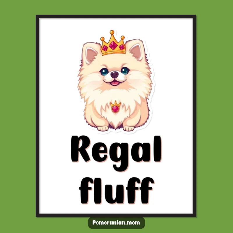 Funny Royal Pomeranian Crown Digital Art: Instant Regal Wall Decor