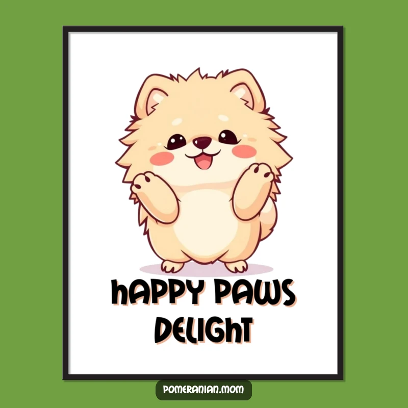 Funny Kawaii Pomeranian Happy Dance Digital Art, Instant Joyful Wall Decor