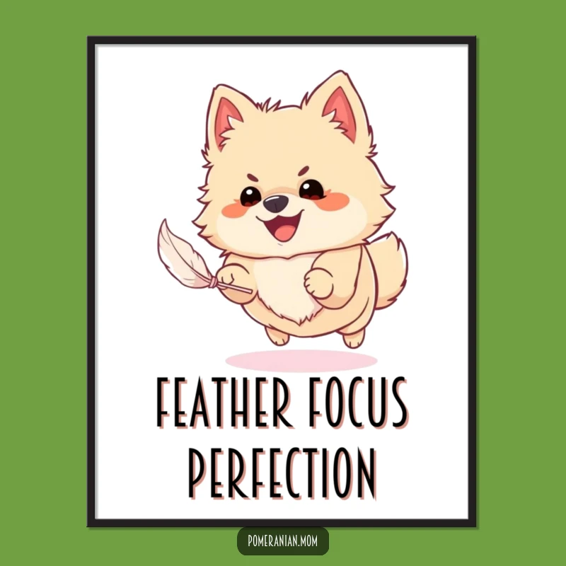 Instant Download Funny Pomeranian Feather Chase Art: Hilarious Digital Decor