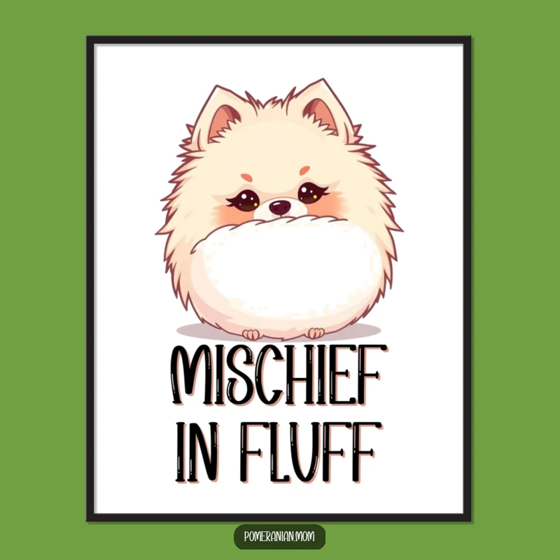 Instant Funny Kawaii Pomeranian Hide Art Print - Printable Gift