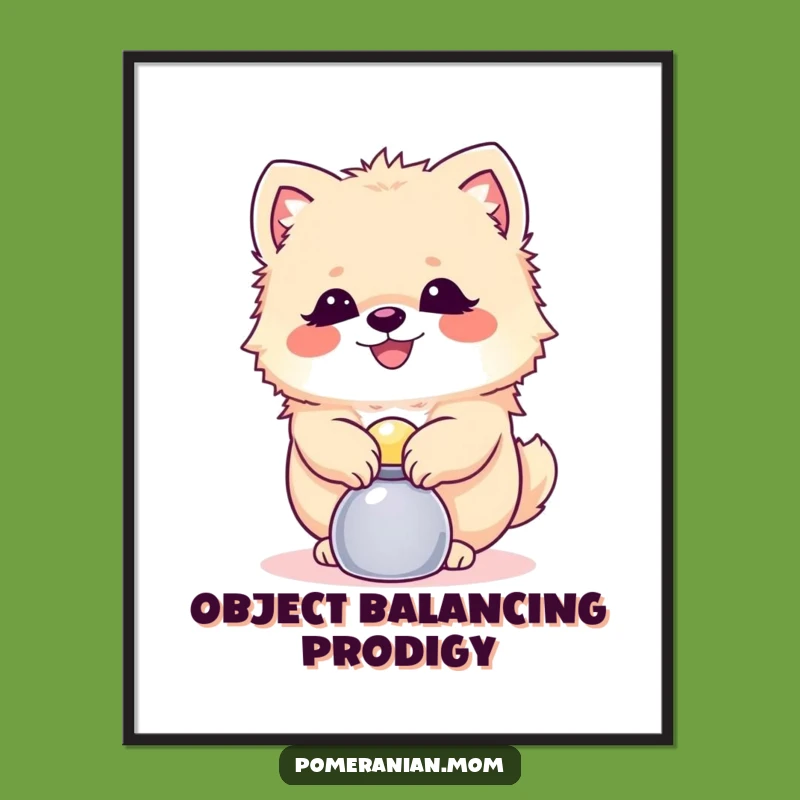 Instant Download Funny Balanced Pomeranian Art: Skillful Digital Decor