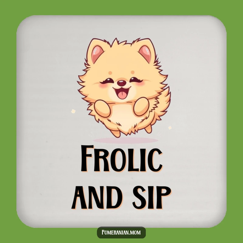 Funny Kawaii Pomeranian Frolic Coasters: Protect Surfaces with Hilarious Charm