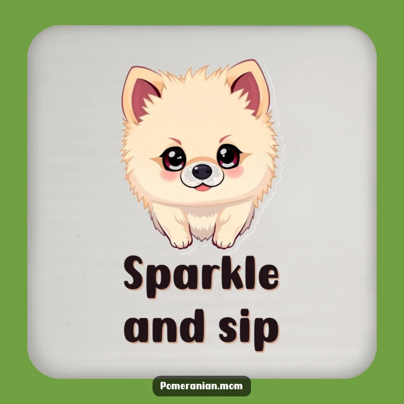Funny Kawaii Pomeranian Coaster - Sparkling Eyes Adventure Drink Holder