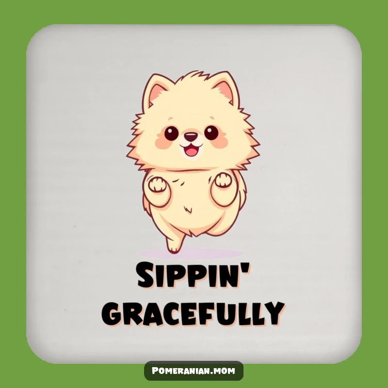 Funny Kawaii Pomeranian Prance Coaster - Protect Surfaces with Hilarious Art
