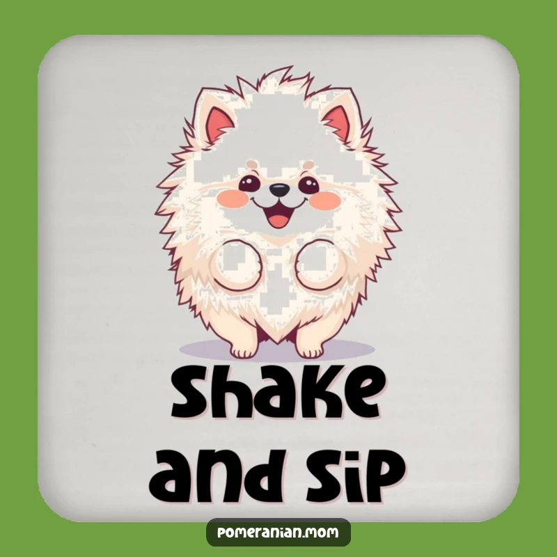 Funny Pomeranian Fur Shake Coaster Set: Fluffy Dog Decor Gift